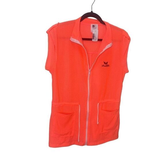 NEW Swim Cover Up Neon Pink Small Zip Up with Pockets Tie Waist Los Cabos Mexico - Picture 1 of 10